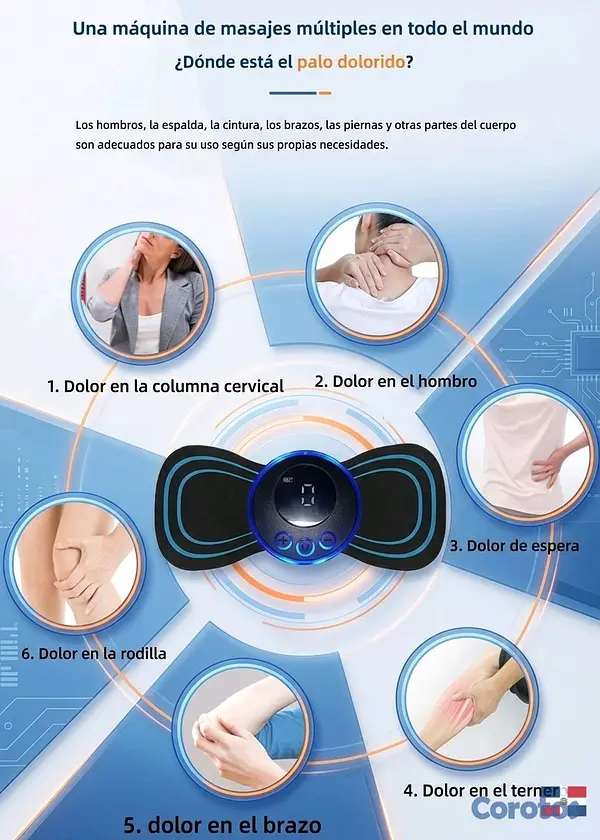 salud y belleza - Masajeador corporal recargable D2  con 2 parche  6