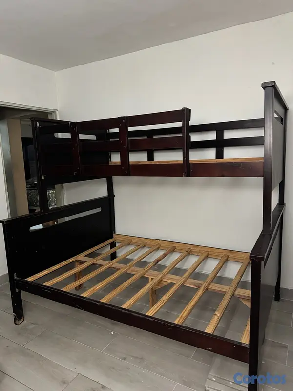 muebles y colchones - Combo de Camas: Camarote Queen/Twin + Cama Twin con Colchón | Espejo GRATIS 2
