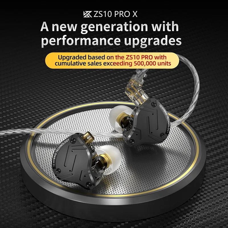 camaras y audio - KZ ZS10 PRO X profesional in-ear monitor de música y auricular para video juegos 6