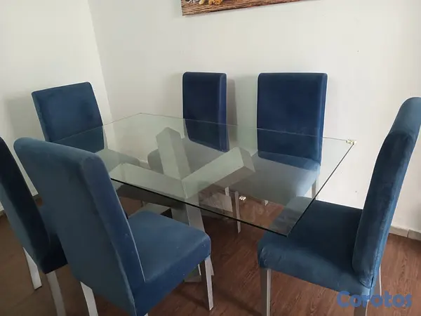 muebles y colchones - Juego de comedor de 6 sillas tapizadas. 3