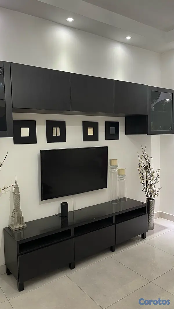 muebles y colchones - Mueble modular tipo IKEA para TV – moderno y elegante en negro 6