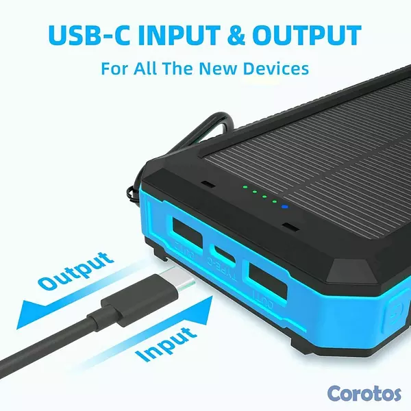 accesorios para electronica - Cargador solar 20,000 mAh ⚡ carga rápida, 4 cables, 3 puertos y linterna dual 🔋 4
