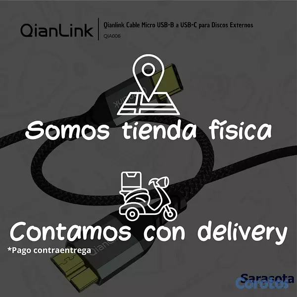 accesorios para electronica - Qianlink Cable Micro USB-B a USB-C (para disco ext 2