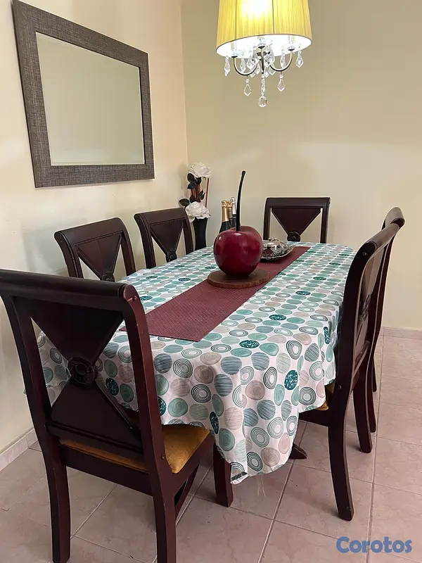 muebles y colchones - comedor caoba 6 sillas 2