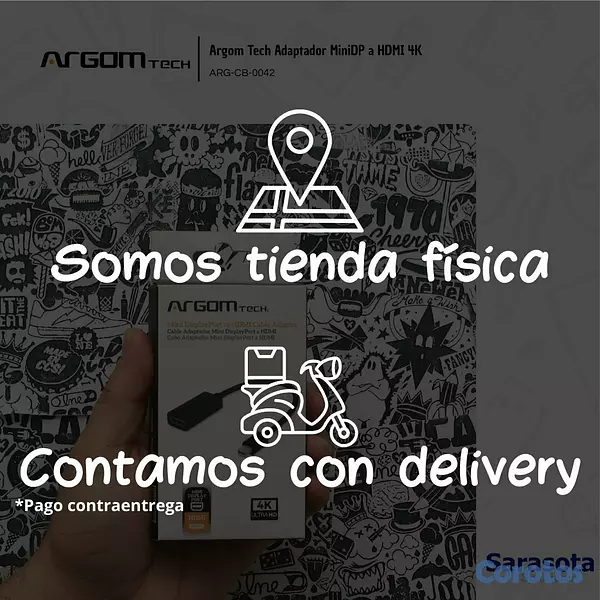 accesorios para electronica - Argom Tech Adaptador MiniDP a HDMI 4K ARG-CB-0042 3