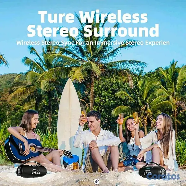 camaras y audio - 🔊 Altavoz Bluetooth 80W máx, graves potentes, 20h batería, IPX6 🔊🔥 5