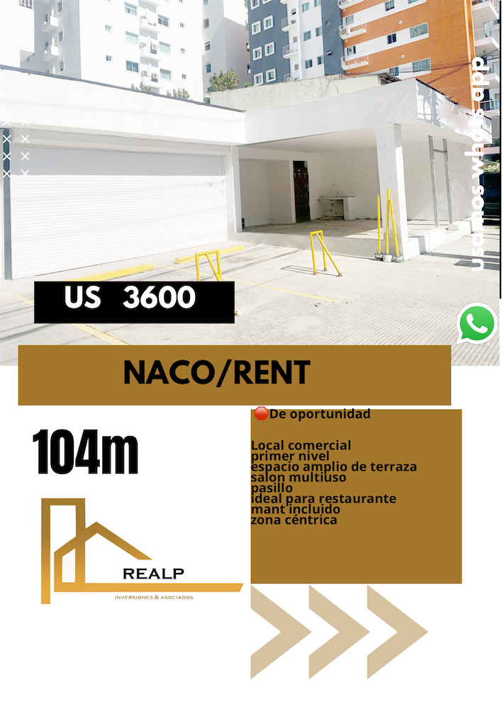 oficinas y locales comerciales - Local en Naco con terraza  0