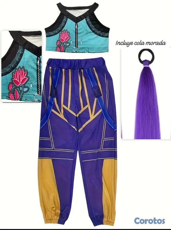 ropa y zapatos - Traje K Pop Para niña incluye cabello morado RD$5, 4