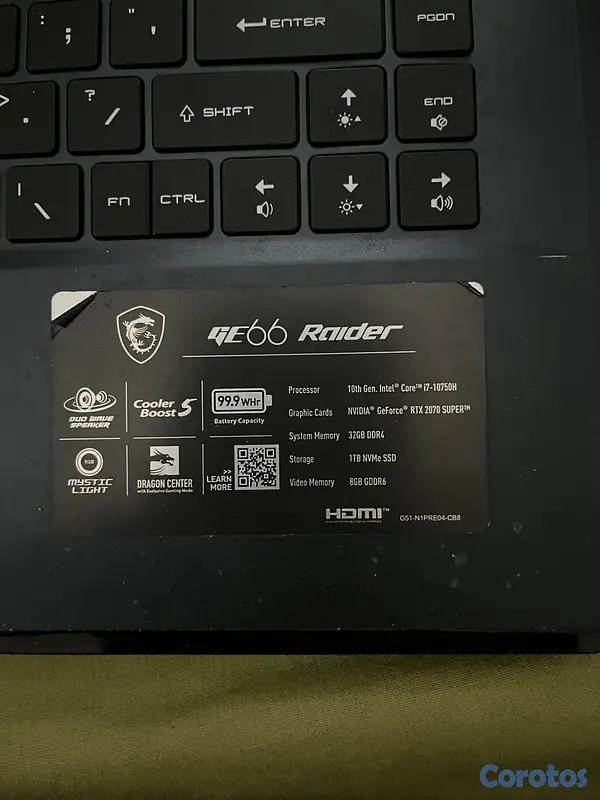 computadoras y laptops - Laptop MSI GE66 Raider (Intel® 10th Gen)(GeForce R 5