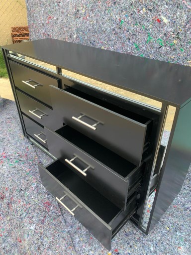 muebles y colchones - Gavetero negro con espejitos  0