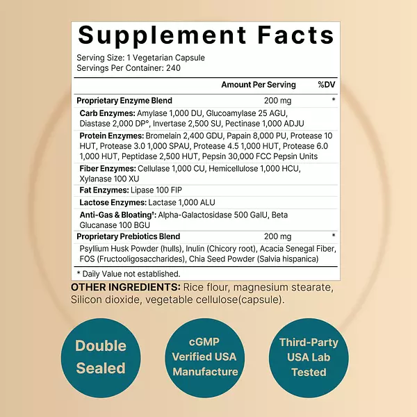 Salud y Equipamiento Médico - Enzimas Digestivas Con Prebioticos 400 Mg Naturebell 2