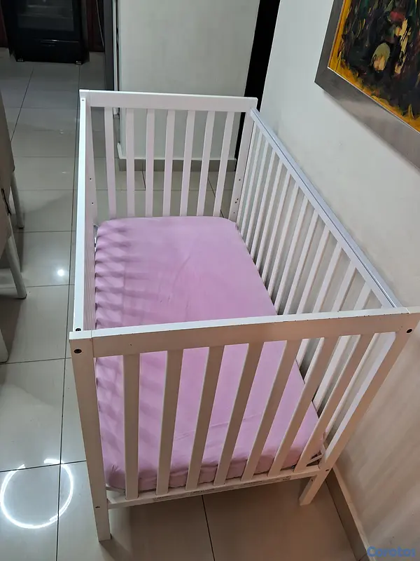 muebles - cuna en color blanco con poco uso,  3