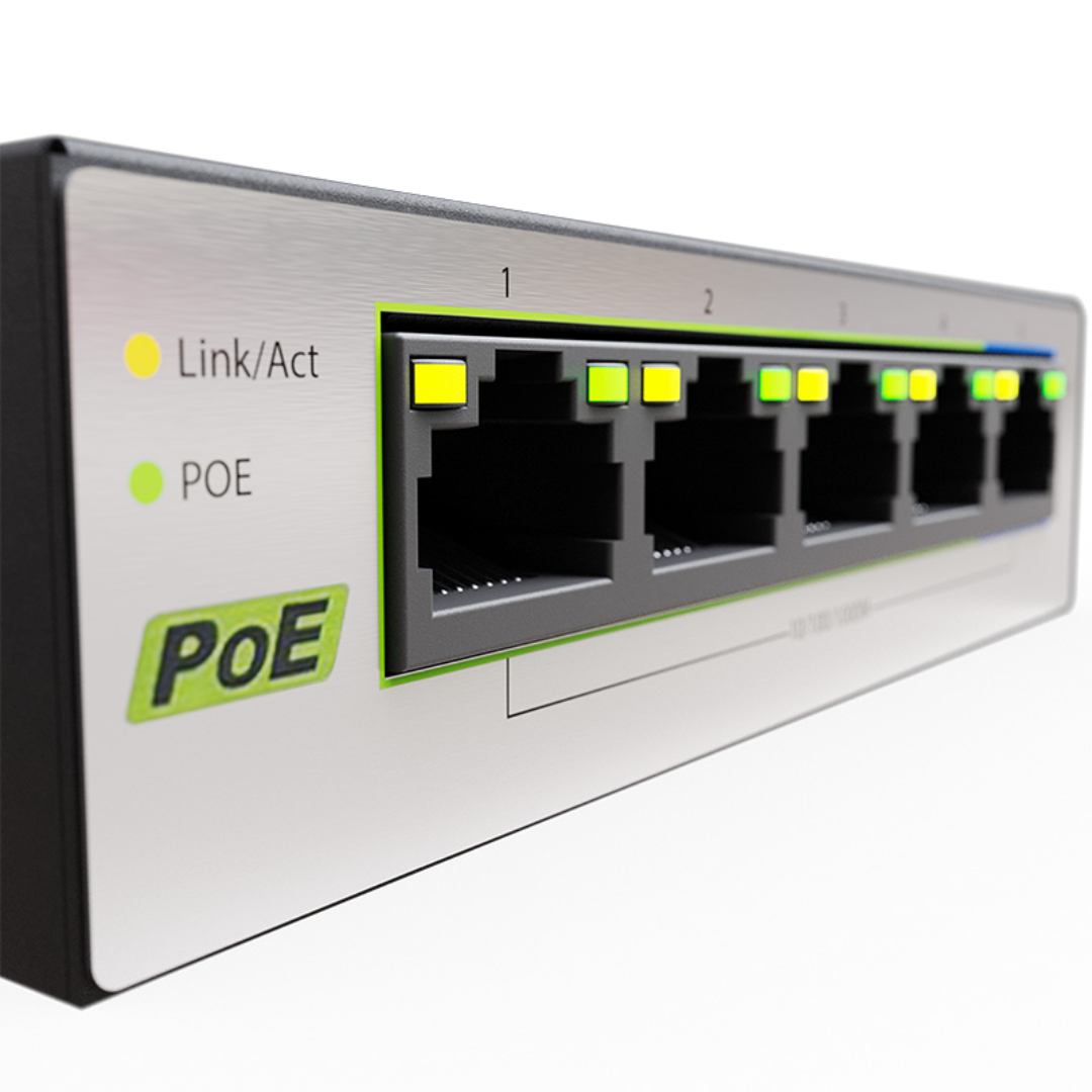 accesorios para electronica - SWITCH NEXXT  5 PUERTOS POE+ GIGABIT, 65W MAX 1
