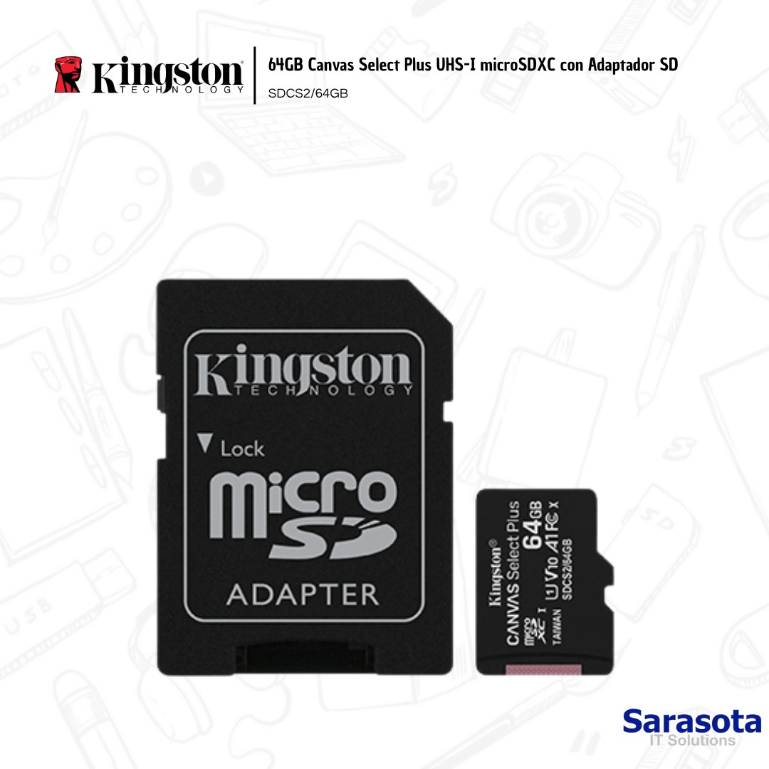 accesorios para electronica - Kingston 64GB Canvas Select Plus UHS-I microSDXC  3