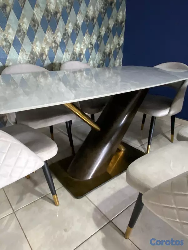 decoración y accesorios - Juego de comedor 6 sillas Gris hermoso 3