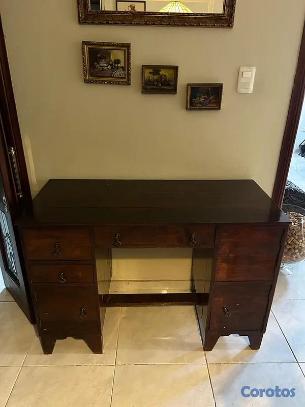 muebles y colchones - CREDENZA / ESCRITORIO VINTAGE EN MADERA MACIZA 3