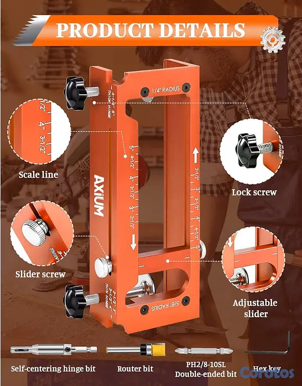 equipos profesionales - AXIUM – Plantilla de Bisagra de Puerta Ajustable de Aleación de Aluminio 4