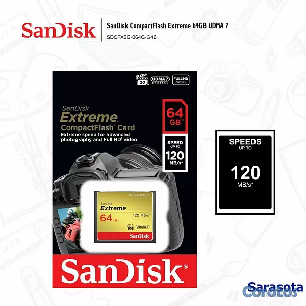 accesorios para electronica - SanDisk CompactFlash Extreme 64GB UDMA 7 2