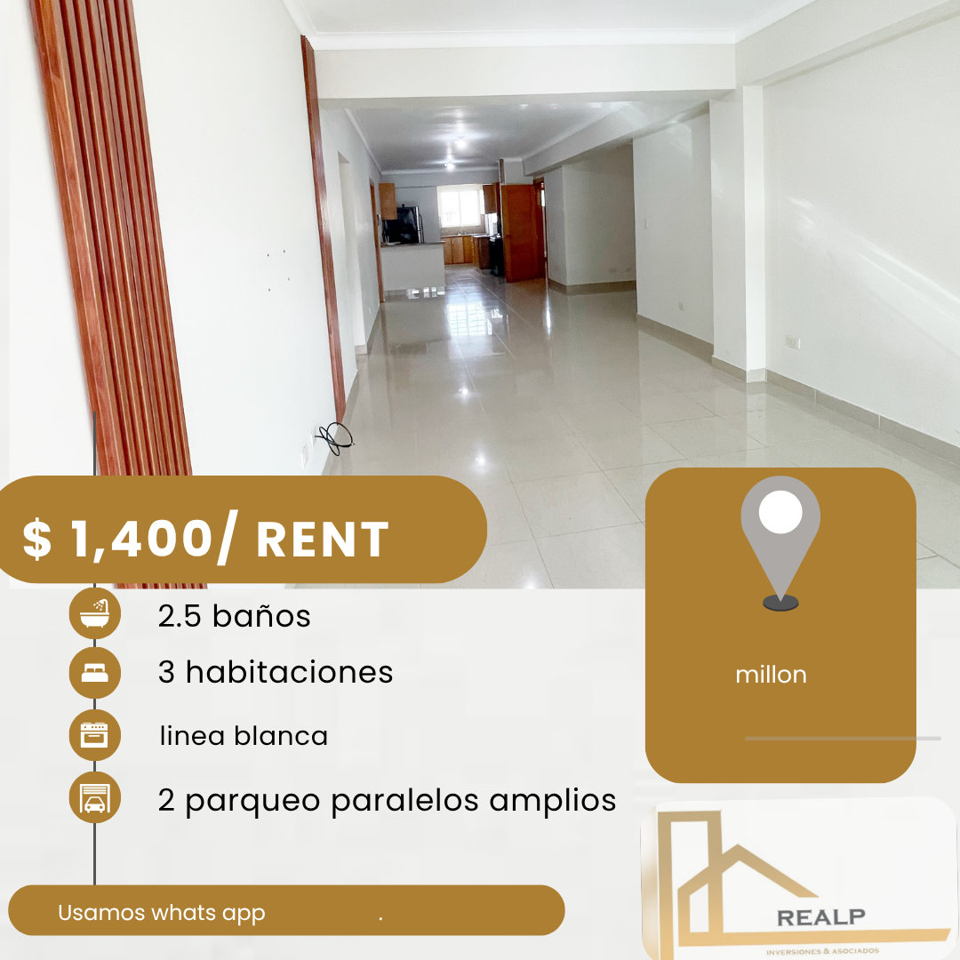apartamentos - hermoso apartamento en el millón 