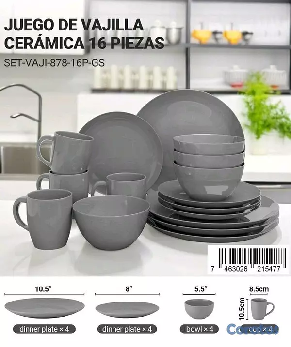 cocina - Juego de vajilla cerámica 16 piezas  3