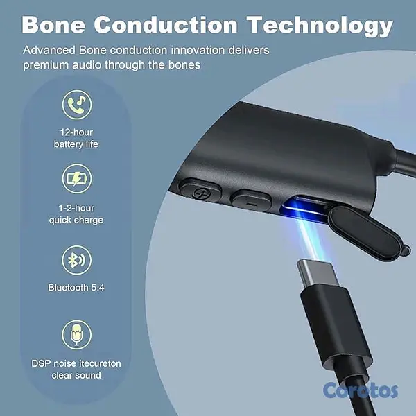 camaras y audio - Auriculares de conducción ósea, auriculares Bluetooth de oreja abierta 5