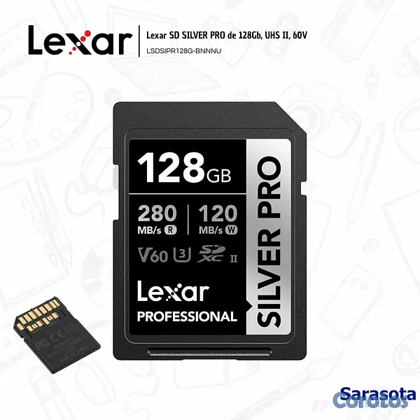 accesorios para electronica -  Lexar SD Silver Pro de 128 GB UHS-II 3