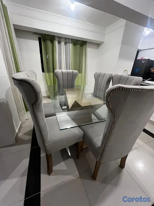 muebles y colchones - Juego de Comedor Moderno 6 Sillas + Mesa de Cristal – Como Nuevo

- negociable  4