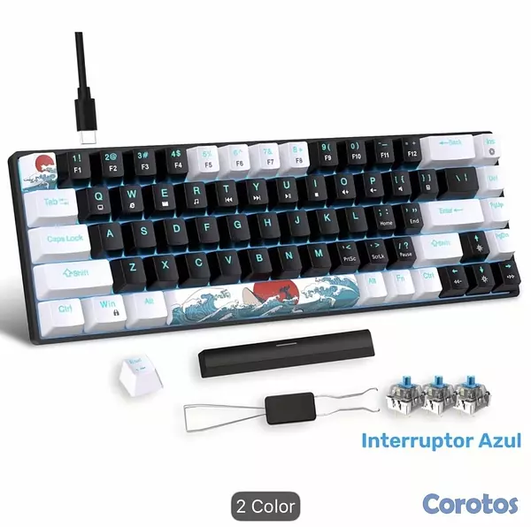 computadoras y laptops - Teclado mecanico retro iluminado color azul 4