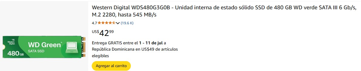 otros electronicos - Disco Duro M2 SATA SSD WD Green 480 GB 0