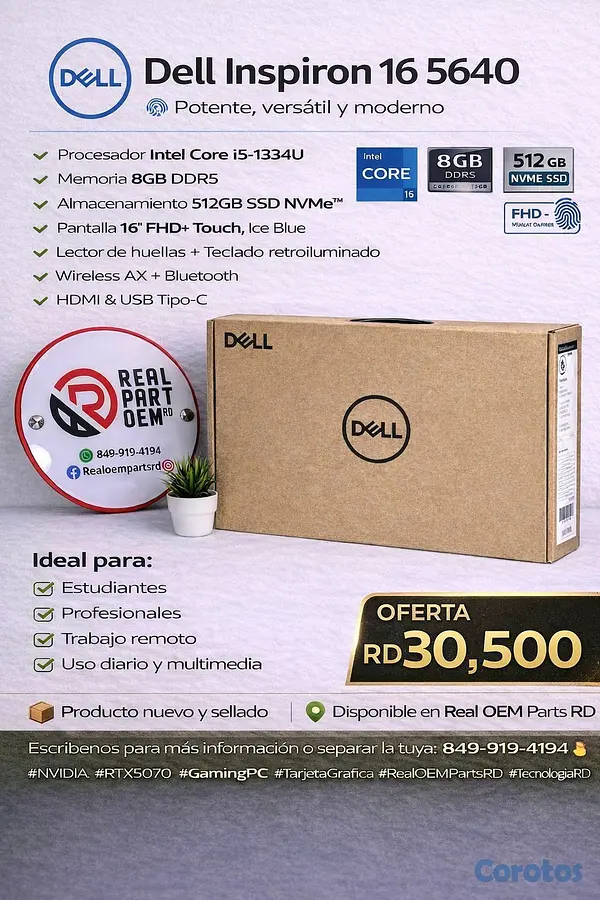 computadoras y laptops - Dell Inspiron 16 i5 13th Gen 8GB 512GB 4