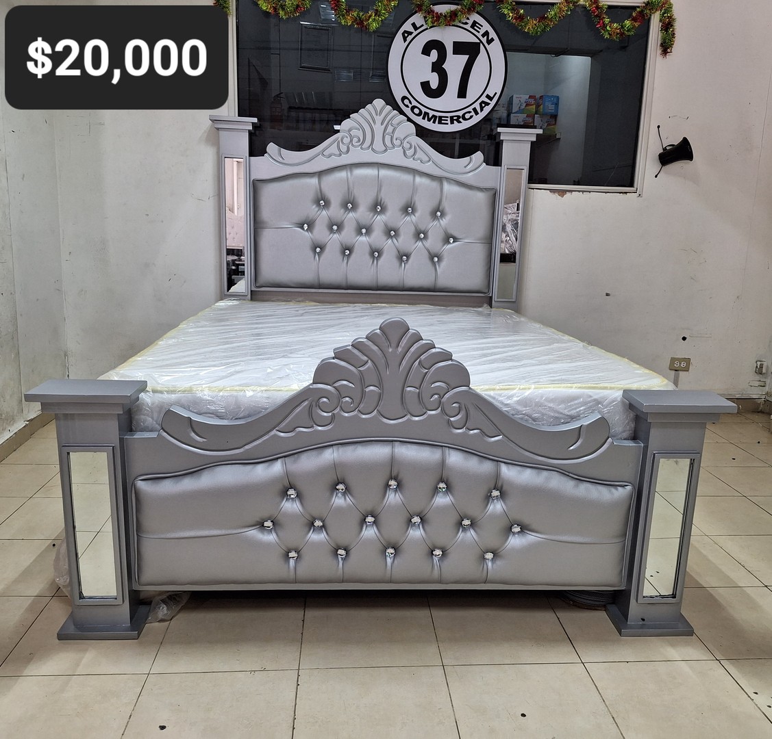 muebles y colchones - Cama color Gris con Colchon incluido 0