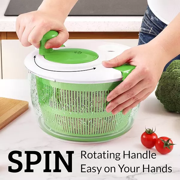 cocina - Secador manual de ensalada lechuga Spinner de gran capacidad 5 Litros lechuga 6