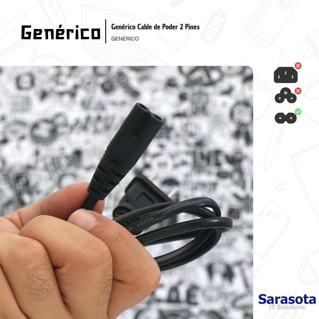 accesorios para electronica -  Cable de poder o de fuente 2 Pines de 6 Pies 0