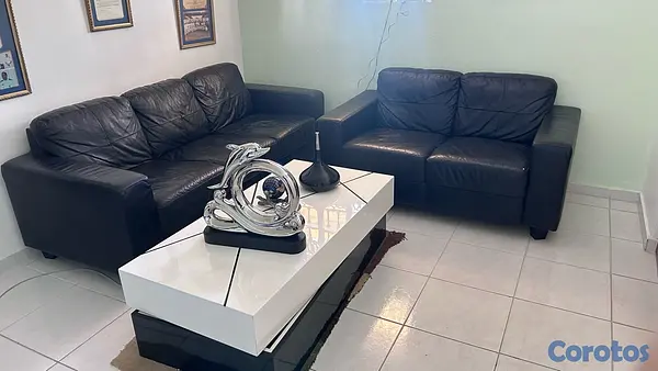 muebles y colchones - juegos de 2 sofás en leader y mesa de centro  5