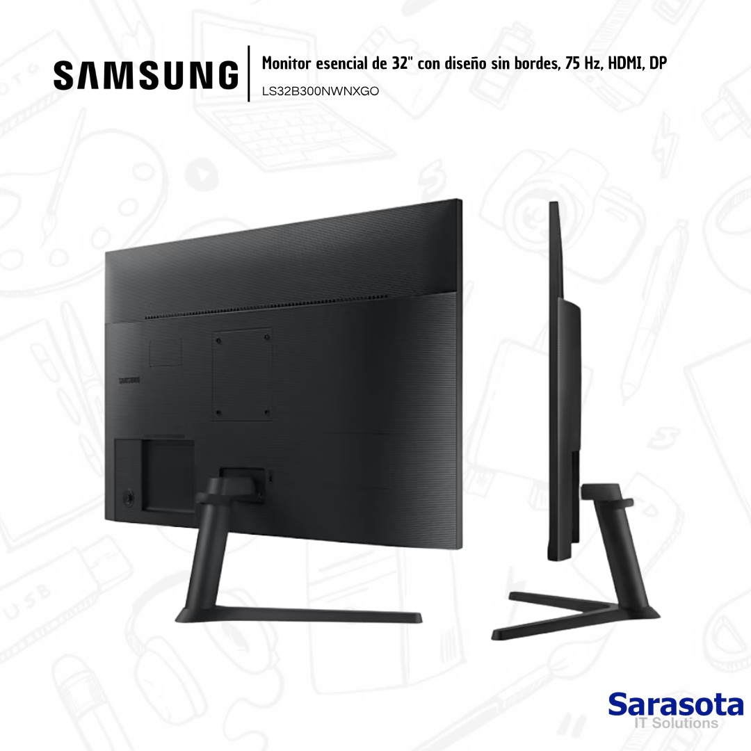 computadoras y laptops - Samsung Monitor Esencial 32" LS32B300NWNXGO 1