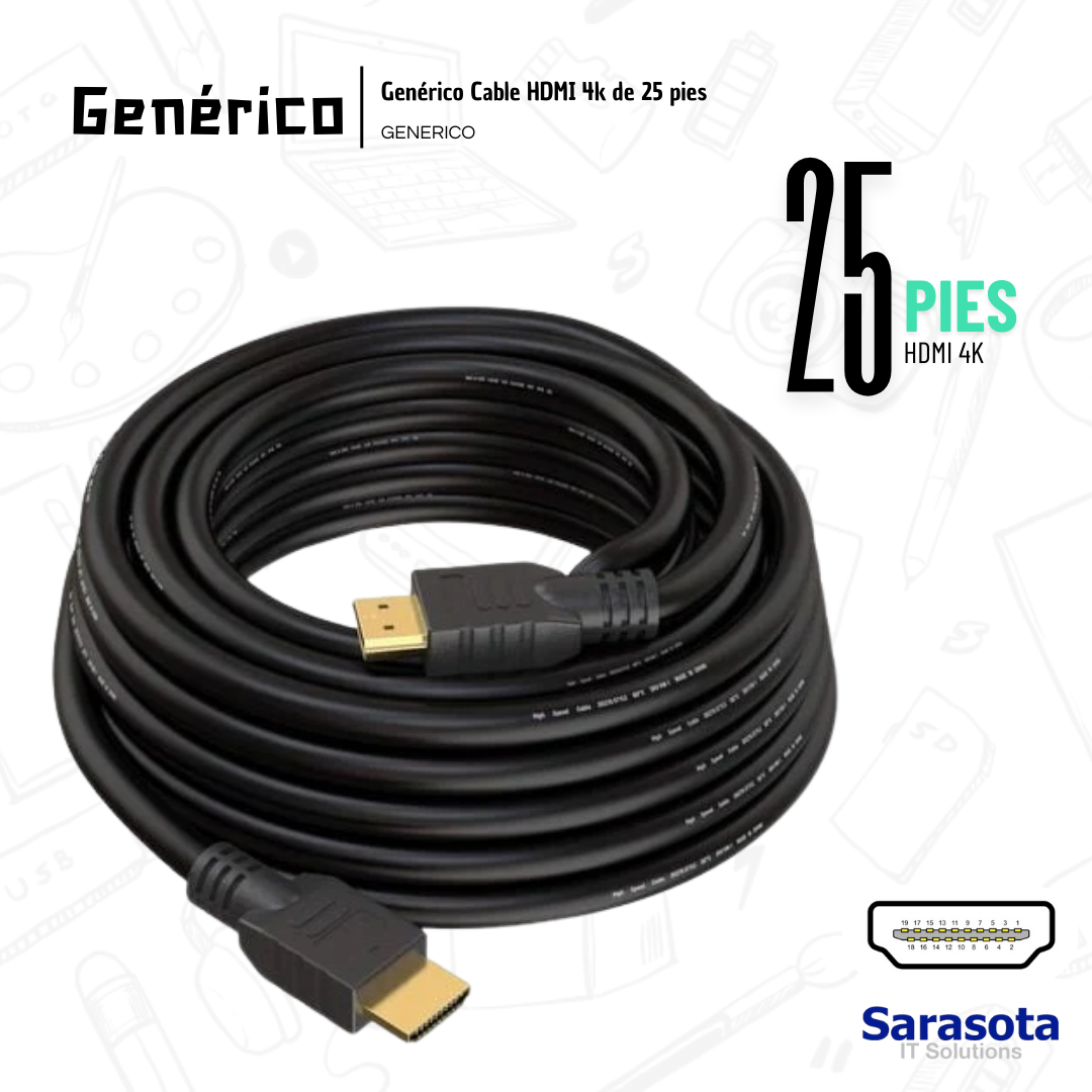 accesorios para electronica - Genérico Cable HDMI 4k de 25 pies