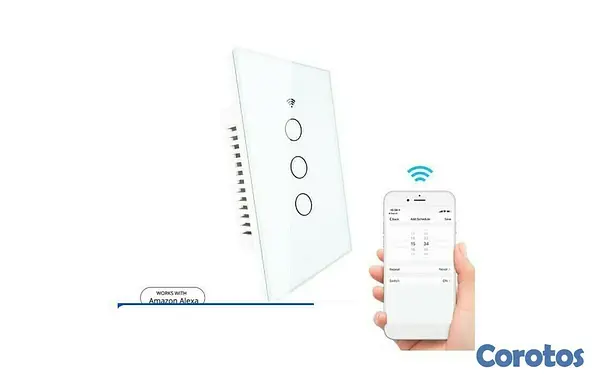 otros electronicos - Interruptor WIFI 3 conectores, contecta con Alexa y Google Home
 3