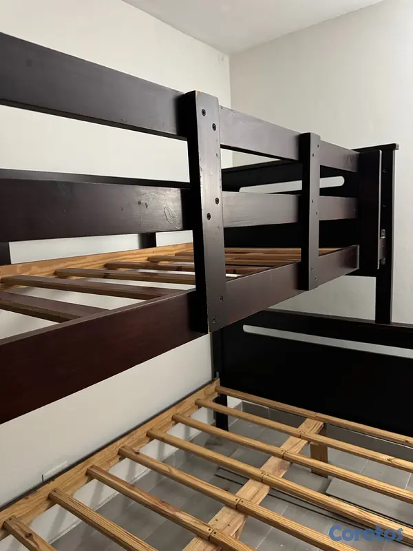muebles y colchones - Combo de Camas: Camarote Queen/Twin + Cama Twin con Colchón | Espejo GRATIS 7