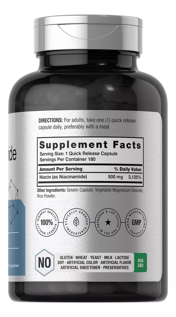 Salud y Equipamiento Médico - Nicotinamida 500 Mg 180 Cap Horbaach 2