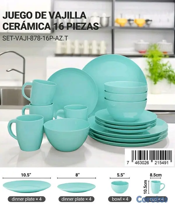 cocina - Juego de vajilla cerámica 16 piezas  2