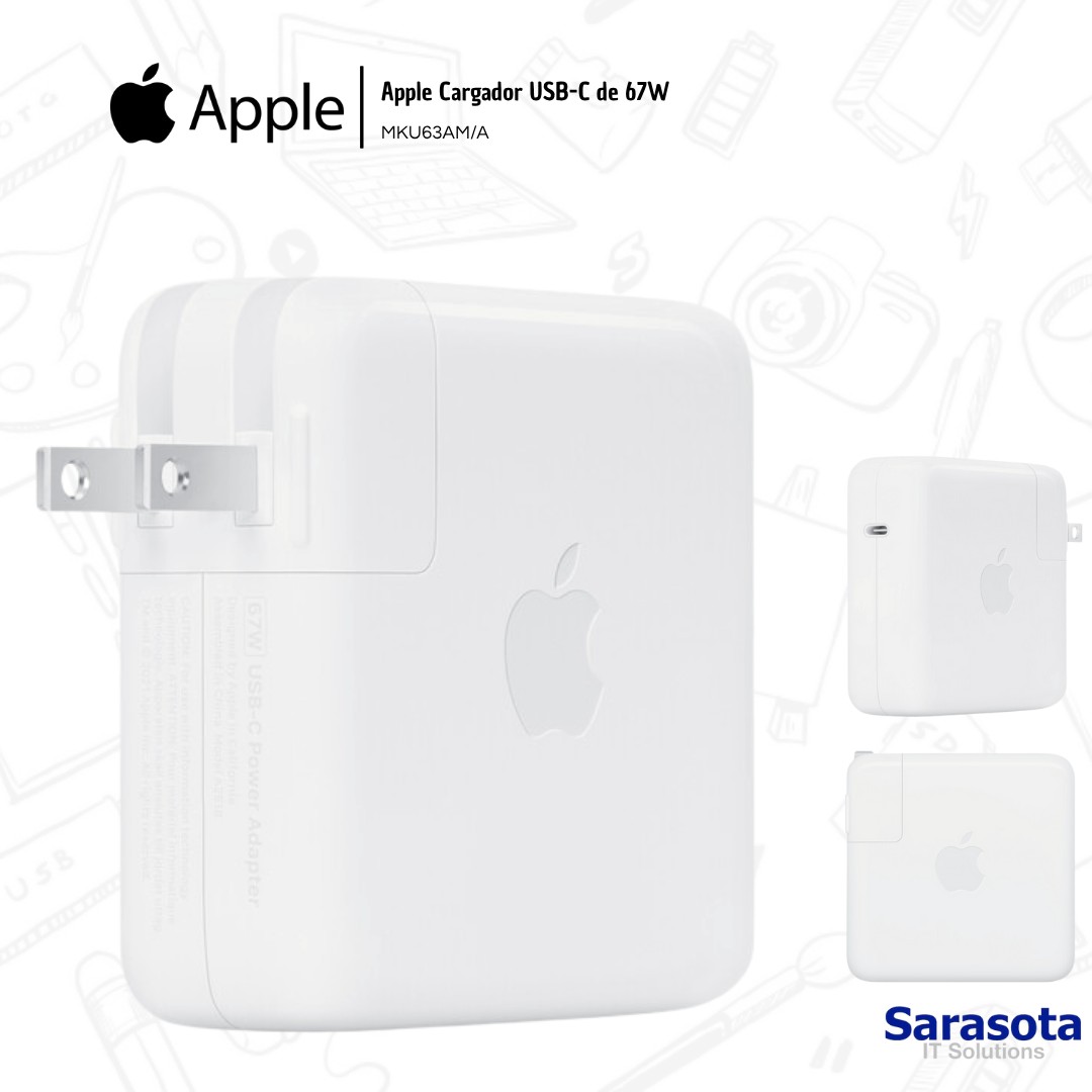 accesorios para electronica - Adaptador de corriente USB-C de 67W de Apple MKU63 1