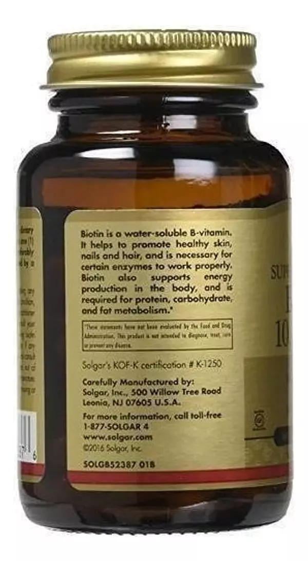 Salud y Equipamiento Médico - Biotin 10,000 Mcg Solgar - 60 Vegetable Capsules 2
