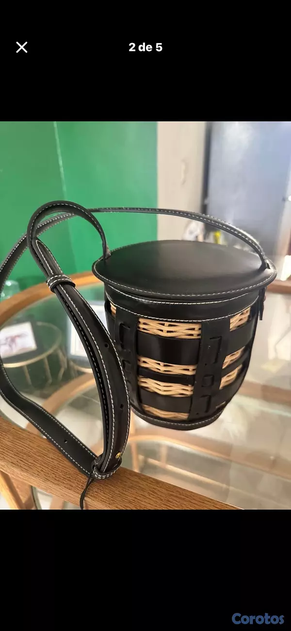 carteras y maletas - Cartera Zara Tipo Boho Elegante Negra y Natural 2