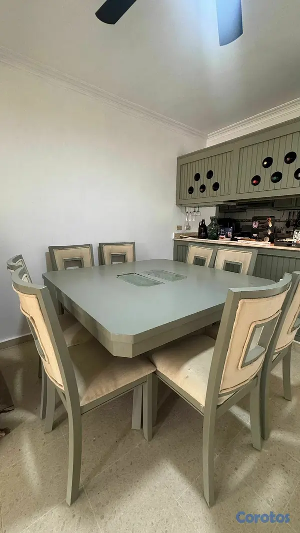 muebles y colchones - Juego de comedor de 6 sillas + mesa con top de vidrio 1