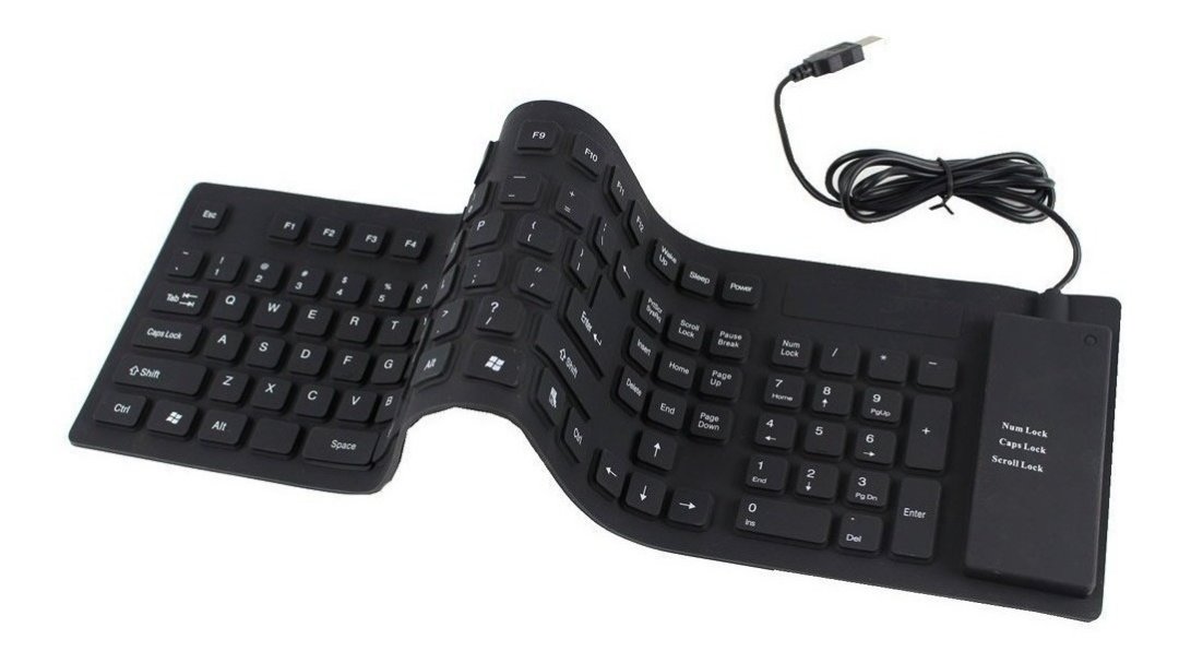 computadoras y laptops - TECLADO AGILER / FLEXIBLE / CAUCHO / INGLES / NEGRO / A PRUEBA DE POLVO Y AL AGU 0