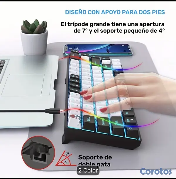 computadoras y laptops - Teclado mecanico retro iluminado color azul 5