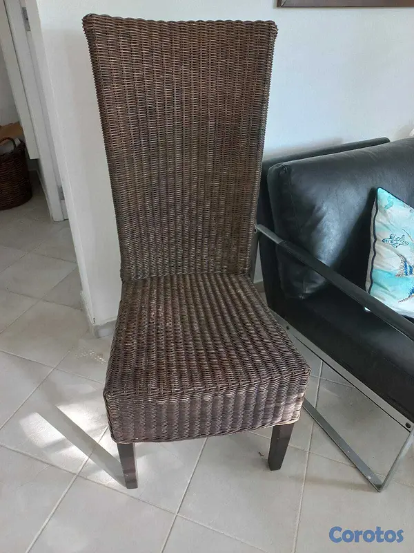 muebles y colchones - Sillas de Comedor Altas en Madera Tejida 3