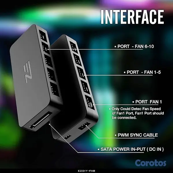 computadoras y laptops - Hub / Splitter de Ventiladores PWM (10 Puertos)  5