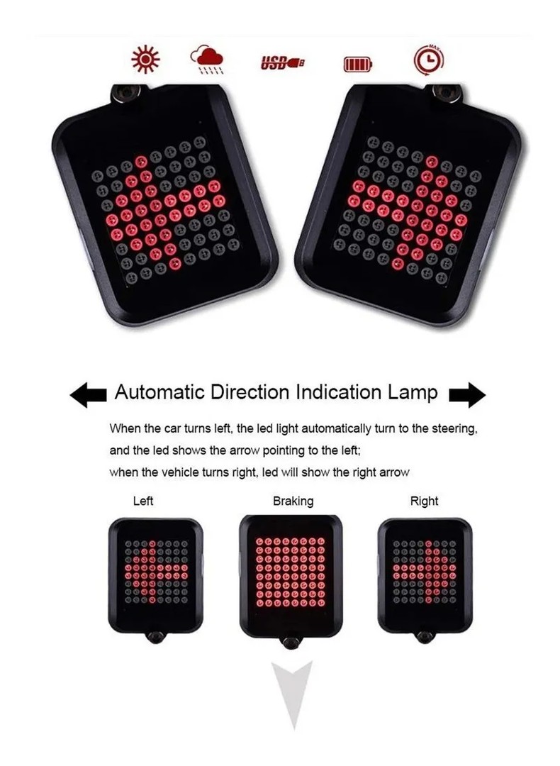 bicicletas y accesorios - Luz Led Señalizacion Automatica de Bicicleta Bike MTB ARO 29 27 3