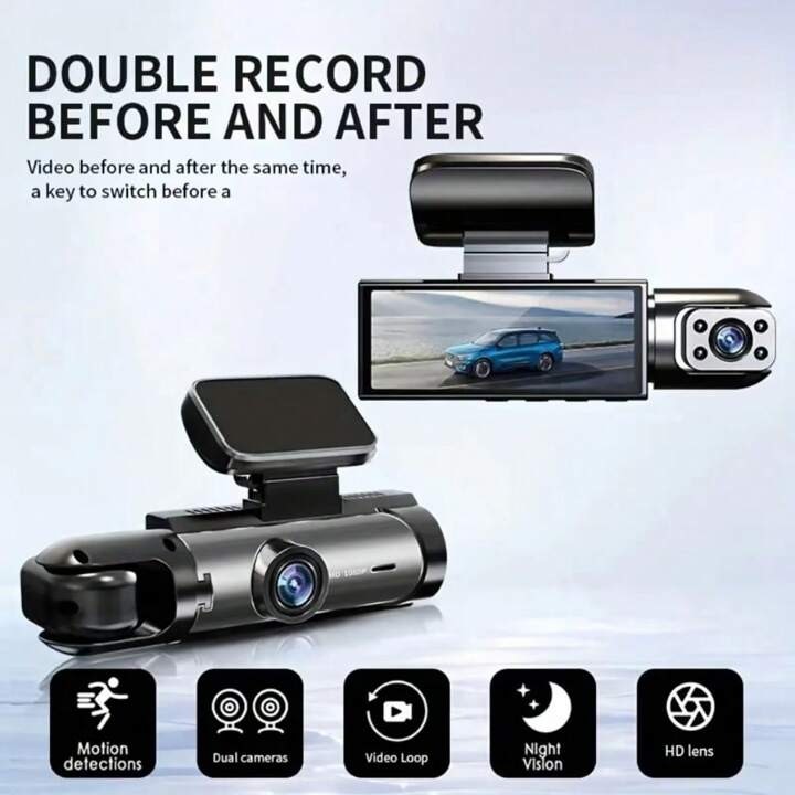 accesorios para vehiculos - Cámara de tablero de doble lente para automóvil HD 1